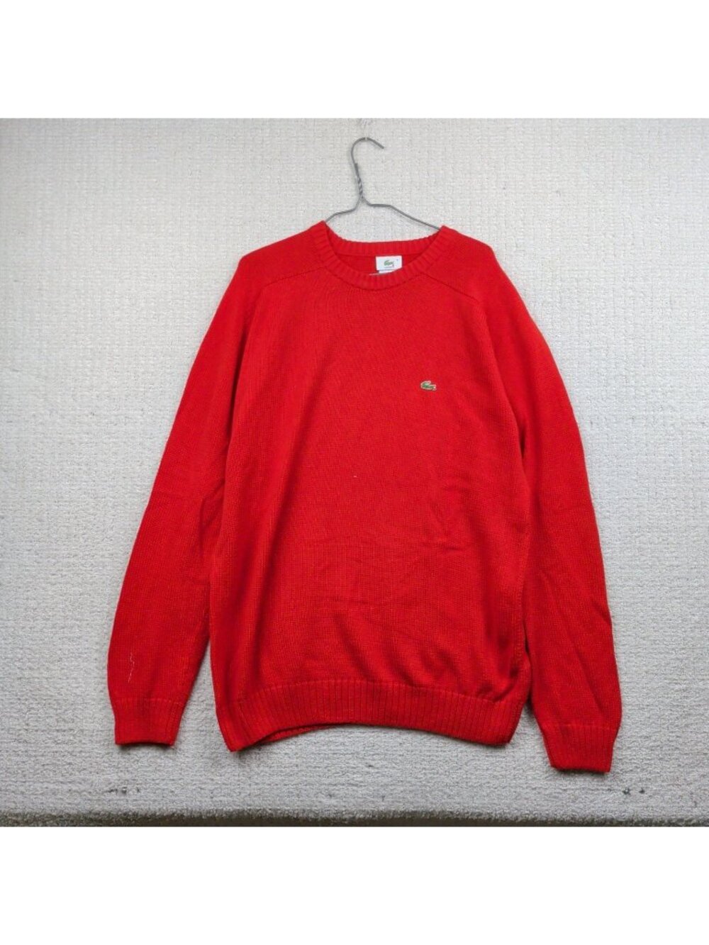 Vintage Lacoste Sweater Chunky Knit Grandpa Men’s L Orange / Red Preppy Cabin